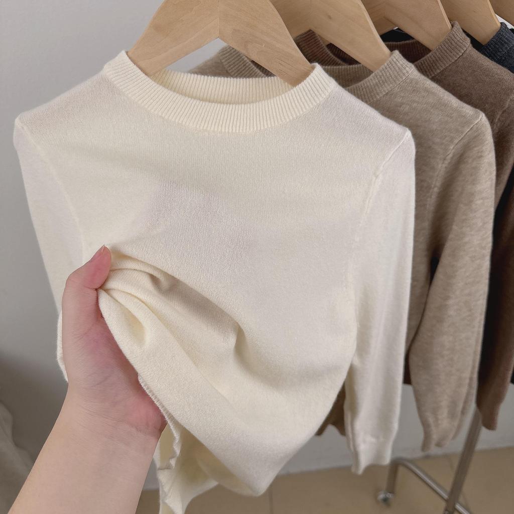 Autumn & Winter Children's Round Neck Fluffy Knit Sweater Base Layer