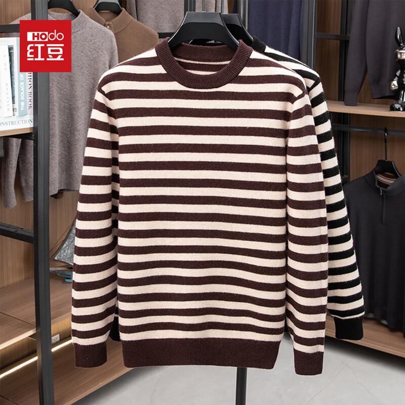 Hodo Men s Thick Striped Round Neck Pullover Wool Sweater 3XL 190