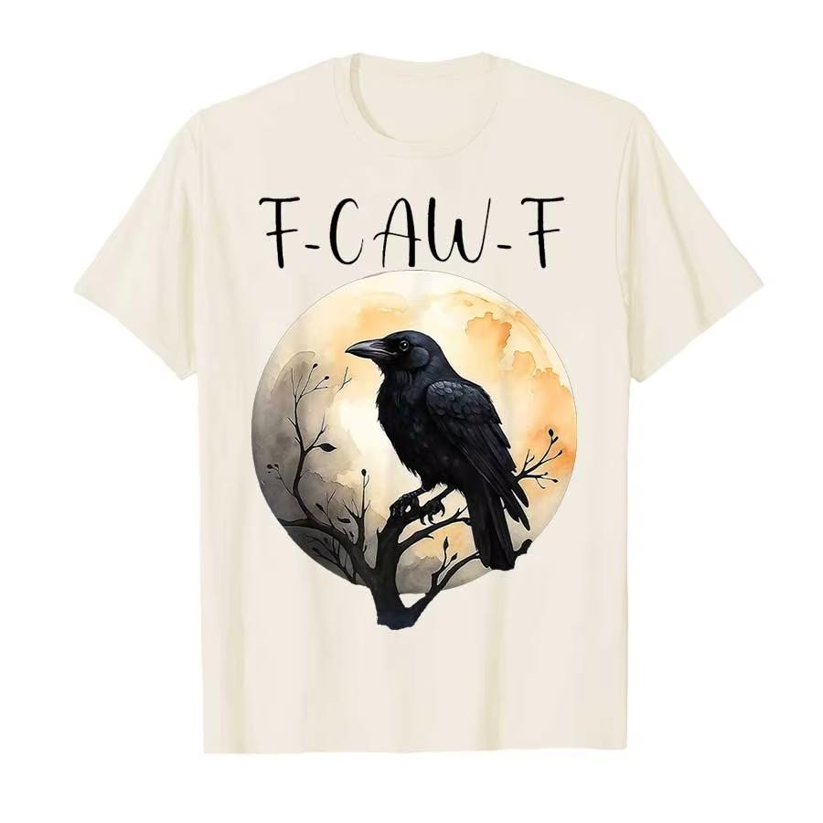 F Caw F Black Crow FCawF Funny Black Bird Saying Meme Tshirt Men Women Cotton T Shirts Short Sleeve Tops P416 4XL