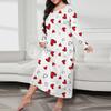 Women's Fashionable Plus Size Pajamas Round Neck Long Sleeved Print Length Nightgown Dress Clothes Sale