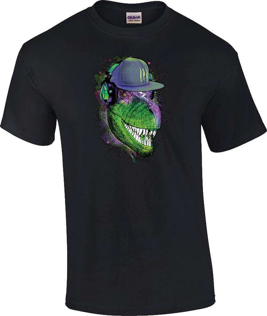 Funny Jurassic DJ Dinosaur Headphone T-Shirt XXXL