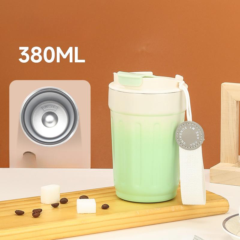 316 Stainless Steel Mug Ceramic Liner Coffee Cup Stripe Gradient Student Portable Water Cup