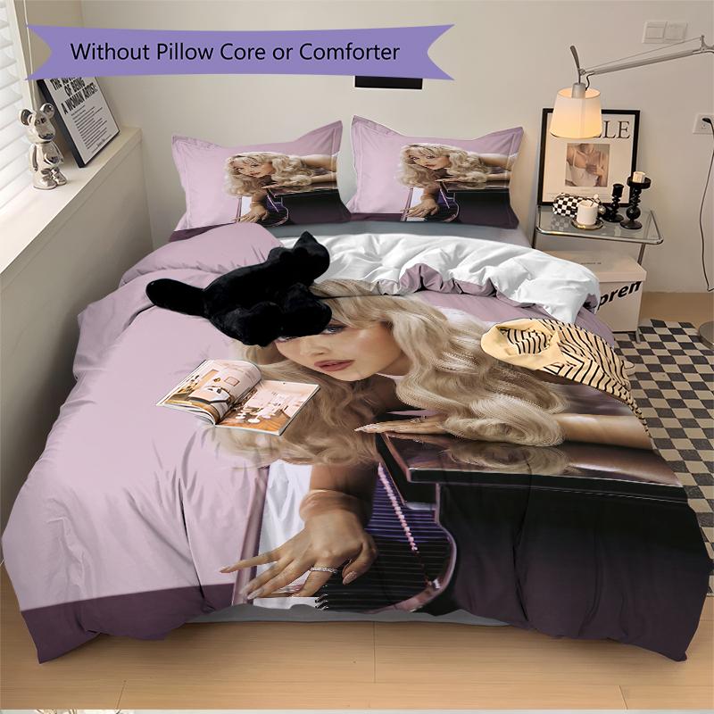 3Pcs Blonde Woman Piano Bedding Sets For All Sizes New 3D Printed Bed Cover Comforter Duvet Cover Pillowcase Bedroom Decoration