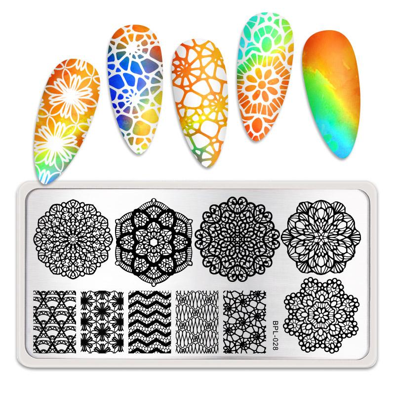 NICOLE DIARY Foam Bubble Effect Nail Stamping Plates Flower Leaf Line Design Stamp for Nails Printing Stencil Templates