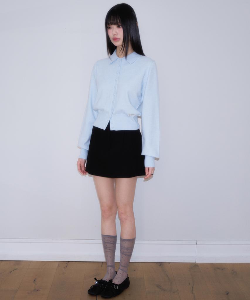 ROSEFRANTZ Frill Waist Pintuck Miniskirt [Black]