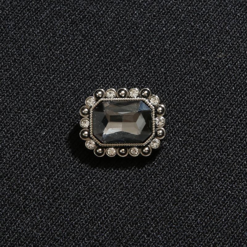 

10 шт. Премиум металлические ромбовидные пуговицы, высококачественные пуговицы для пальто и куртки, универсальные шифоновые рубашки, квадратные хрустальные ромбовидные пуговицы 18mm * 21mm transparent black