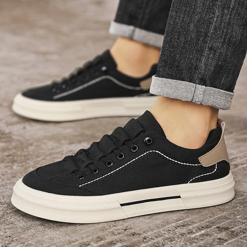 Canvas shoes summer breathable mesh soft sole trendy casual board shoes versatile low-help student campus Korean version of small black shoes