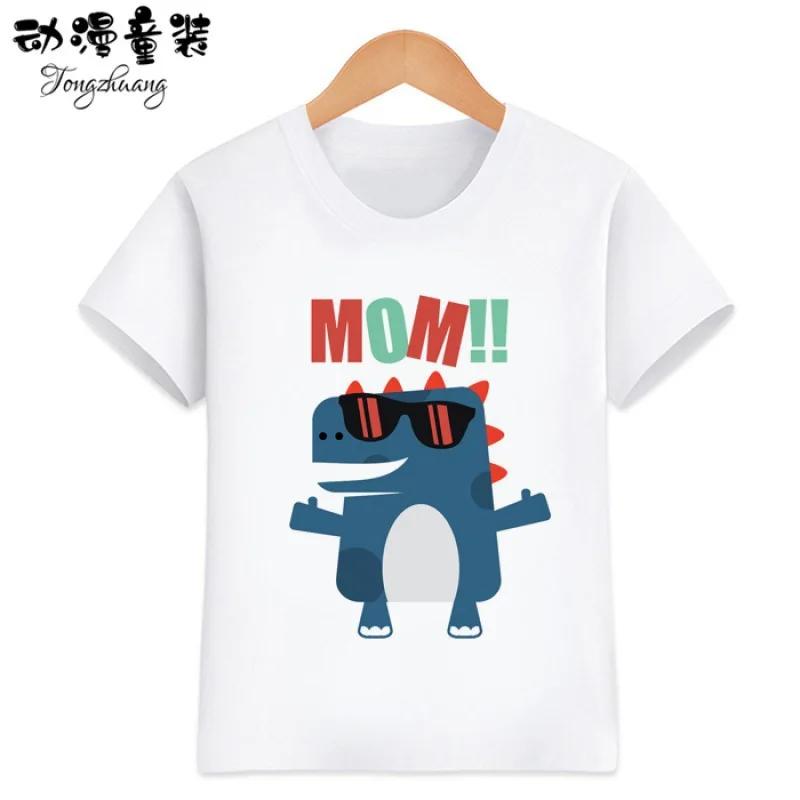 Cute Little Dinosaur Shortsleeved Tshirts for Children Boys And Girls Modal Top Baby Brother Outfits Kids Clothes