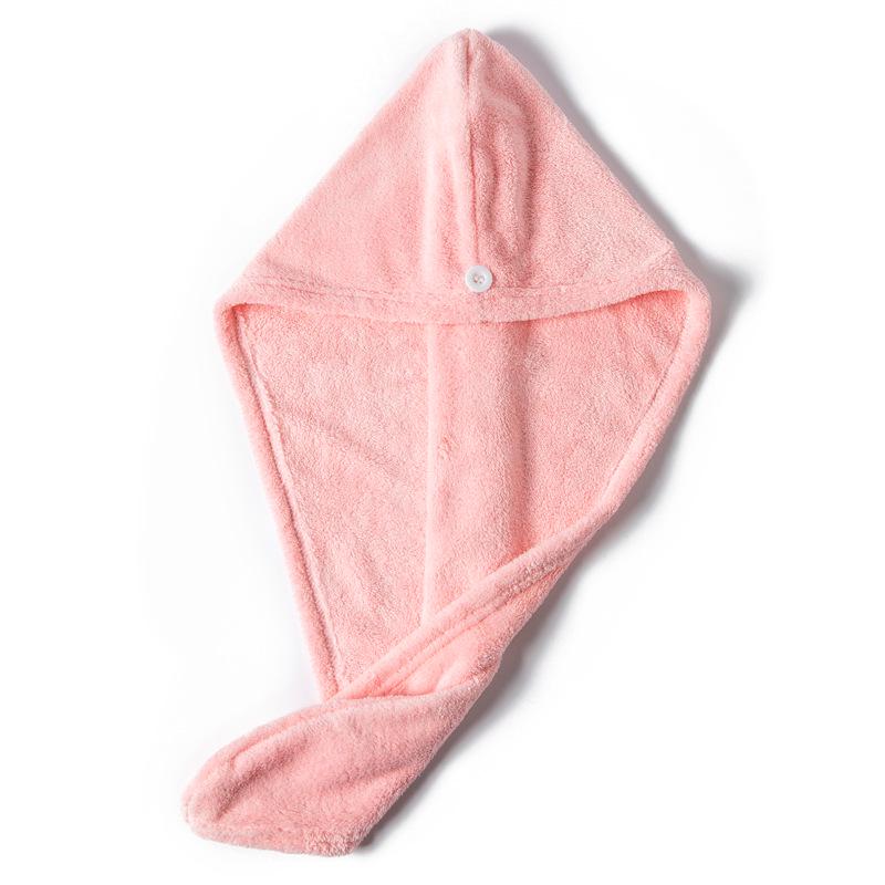 Solid Color Quick-Drying Coral Fleece Hair Towel Cap with Absorbent Properties and Label Packaging