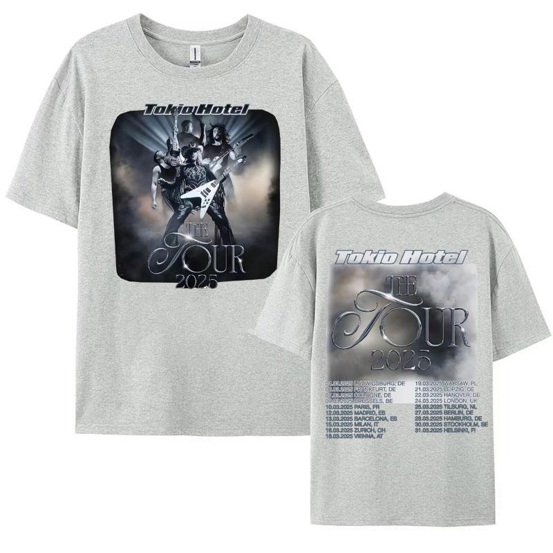 Rock Band Tokio Hotel Tour 2025 T-Shirt für Herren Harajuku Hip Hop Streetwear T-Shirt Unisex Mode Lässig Kurzarm T-Shirt