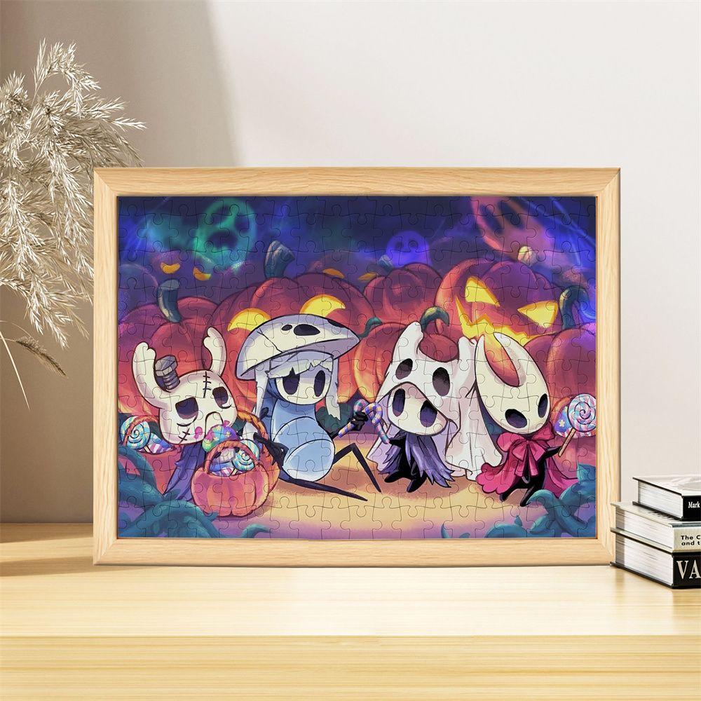Hollow Knight Puzzle mit Rahmen – 50-teiliges Cartoon-Spielpuzzle, Zubehör, Geschenk für Freunde und Fans, 10 x 15 cm