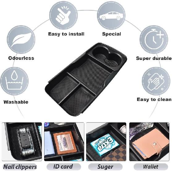 Center Lower Console Tray Organizer For Kia EV6 Lower Armrest Storage Car Box ABS Water Cup Holder Storage Box Accessories