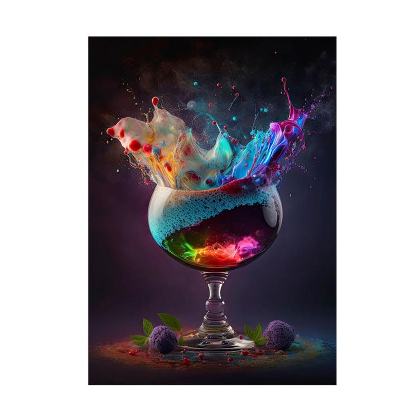 Abstract Colorful Cocktail Exploration Rendered Posters Prints Bar Painting Wall Art Pictures for Restaurant Drinking Room Decor