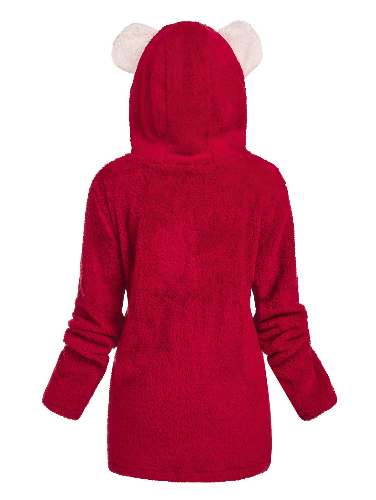 Rosegal Plus Size Рождественская цветная шуба с капюшоном из искусственного меха 2XL — фото 4