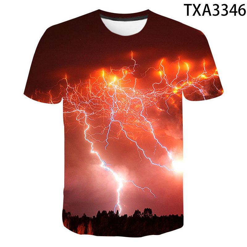 Fashion Summer Thunderbolt T Shirt Men Women Children Lightning Flash 3D Print T-shirt Boy Girl Kids Short Slevee Tops Cool Tee