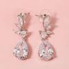 Elegant Zircon Water Drop Dangle Earrings - Bridal & Socialite Style