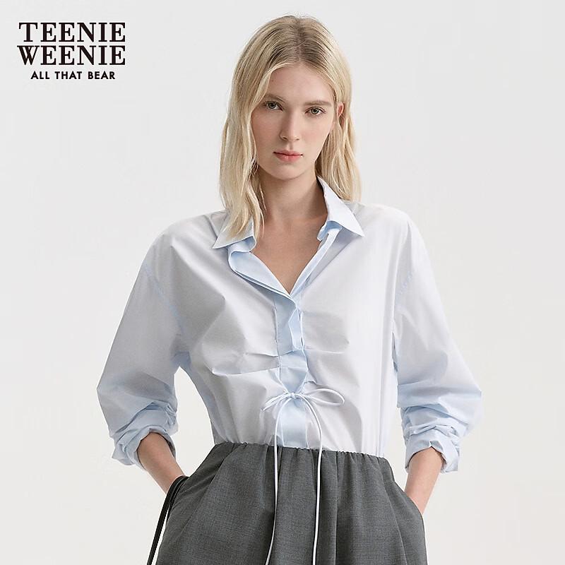 Teenie Weenie Bear Women's Pleated Tie-Front Embroidered Shirt