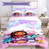 3pcs Duvet Cover Set (1*Duvet Cover + 2*Pillowcase, Without Core), Gabby's Dollhouse Print Soft All‑Season Bedding Set, Home Bedroom Decor Gift