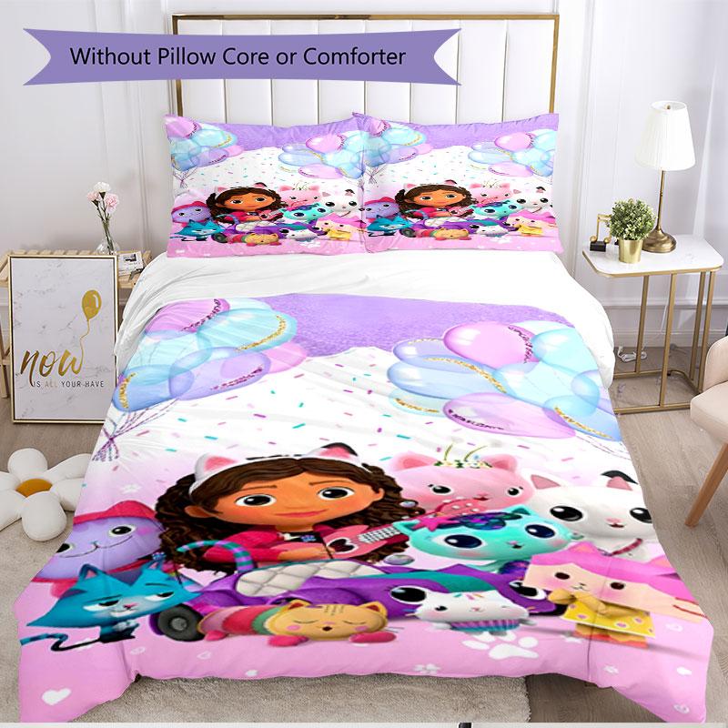 3pcs Duvet Cover Set (1*Duvet Cover + 2*Pillowcase, Without Core), Gabby's Dollhouse Print Soft All‑Season Bedding Set, Home Bedroom Decor Gift