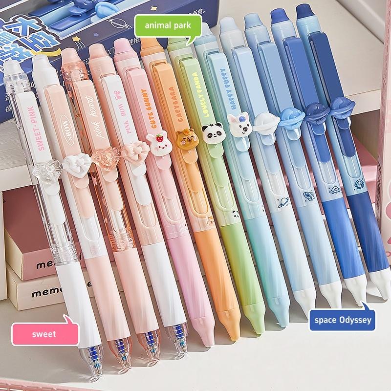 4pcs Erasable Gel Pen Set 0.5mm Black Ink Space Flower Panda Ballpoint Pens for Writing Student School Supplies Kids Gift