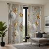 2pcs Set HD Christmas Ambiance Star Drop Ball Decorative Curtain White Tie Digital Printed Curtain Home Decoration Style Deco