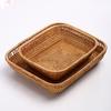 Handwoven Rattan Fruit Bowl Tray - Natural Woven Snack & Bread Serving Basket, Boho Style Tabletop Centerpiece for Kitchen
