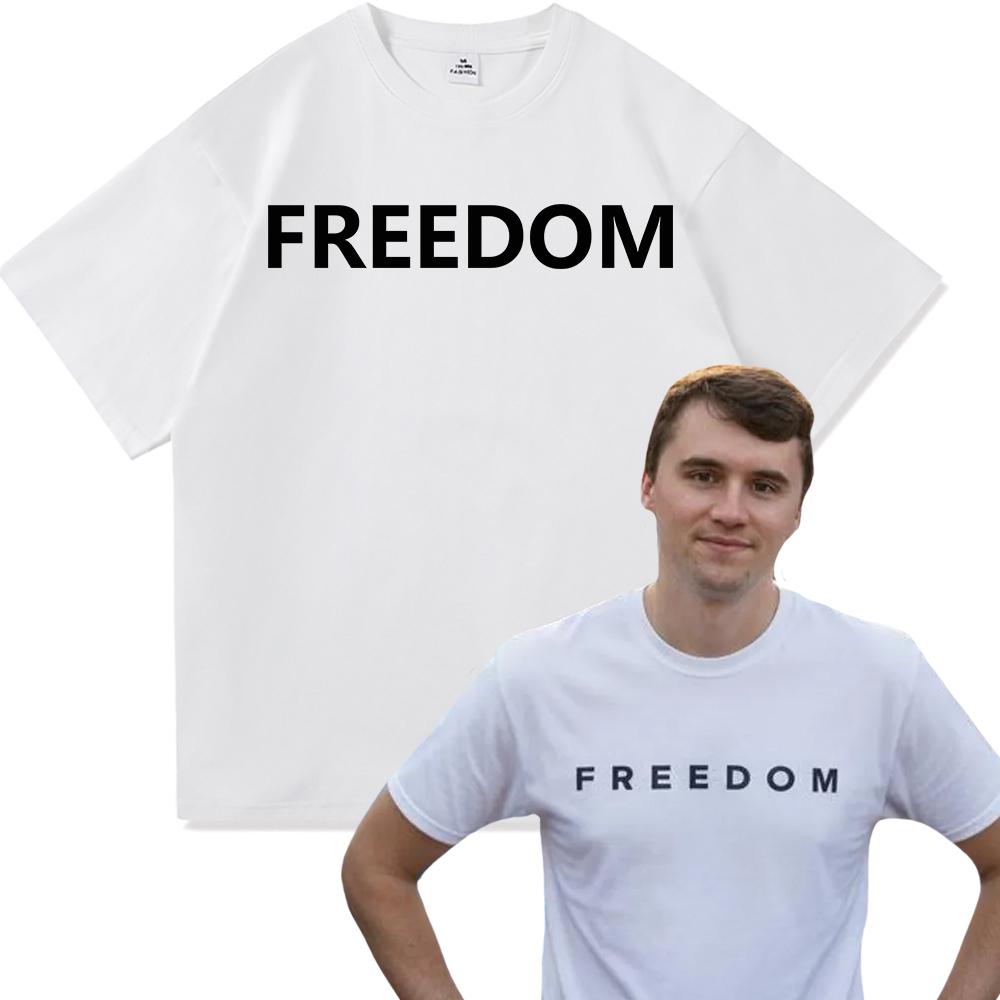 

Fashion Men/Women Harajuku Aesthetic Letter Print T-Shirt Charlie Kirk Freedom T Shirt Unisex High Quality Casual Tees Shirts XL
