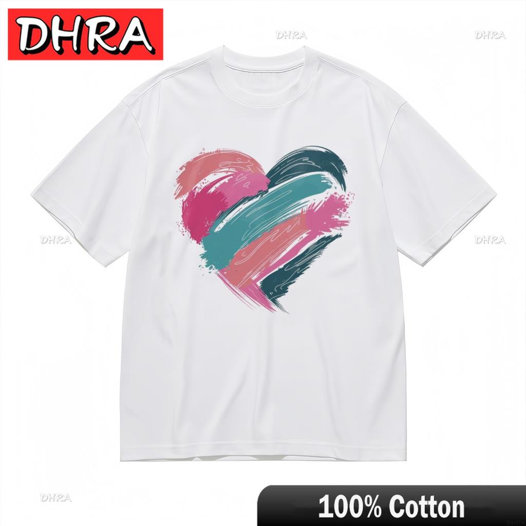 Womens Comfy Classic TShirt Multicolor Heart Splatter Pattern Abstract Art Tee Cool TShirts Tees for Couples TShirt Unisex