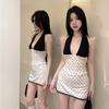Korean Beautiful and Unique Neck Lace Suspender Top Polka Dot Skirt Two-piece Set Ootd Wear New Models