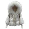 Winter new raccoon big fur collar hooded white goose down jacket women's short loose thickened warm jacket