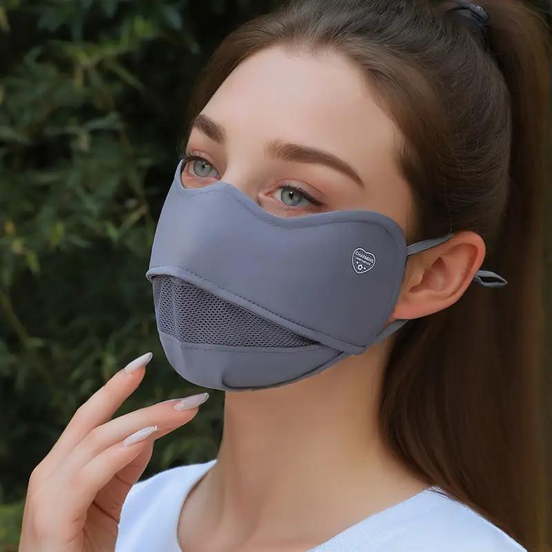Breathable Ice Silk Face Cover UV Face Shield Washable Reusable Sun Protection Face Mask for Motorcycle Running Riding Exercise