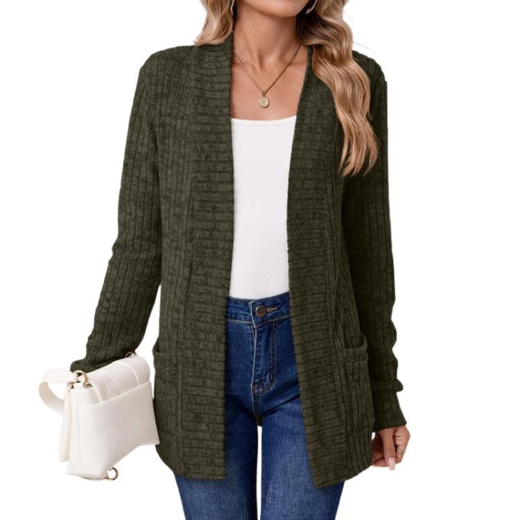 Women Long Sleeve Solid Color Cardigan Sweater Coat Top Ladies Elegant