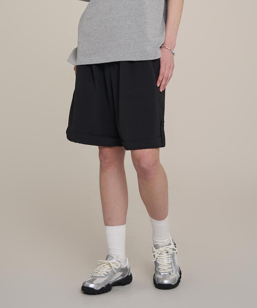 SUPERSUB Wide Roll-Up Elastic Shorts - Black