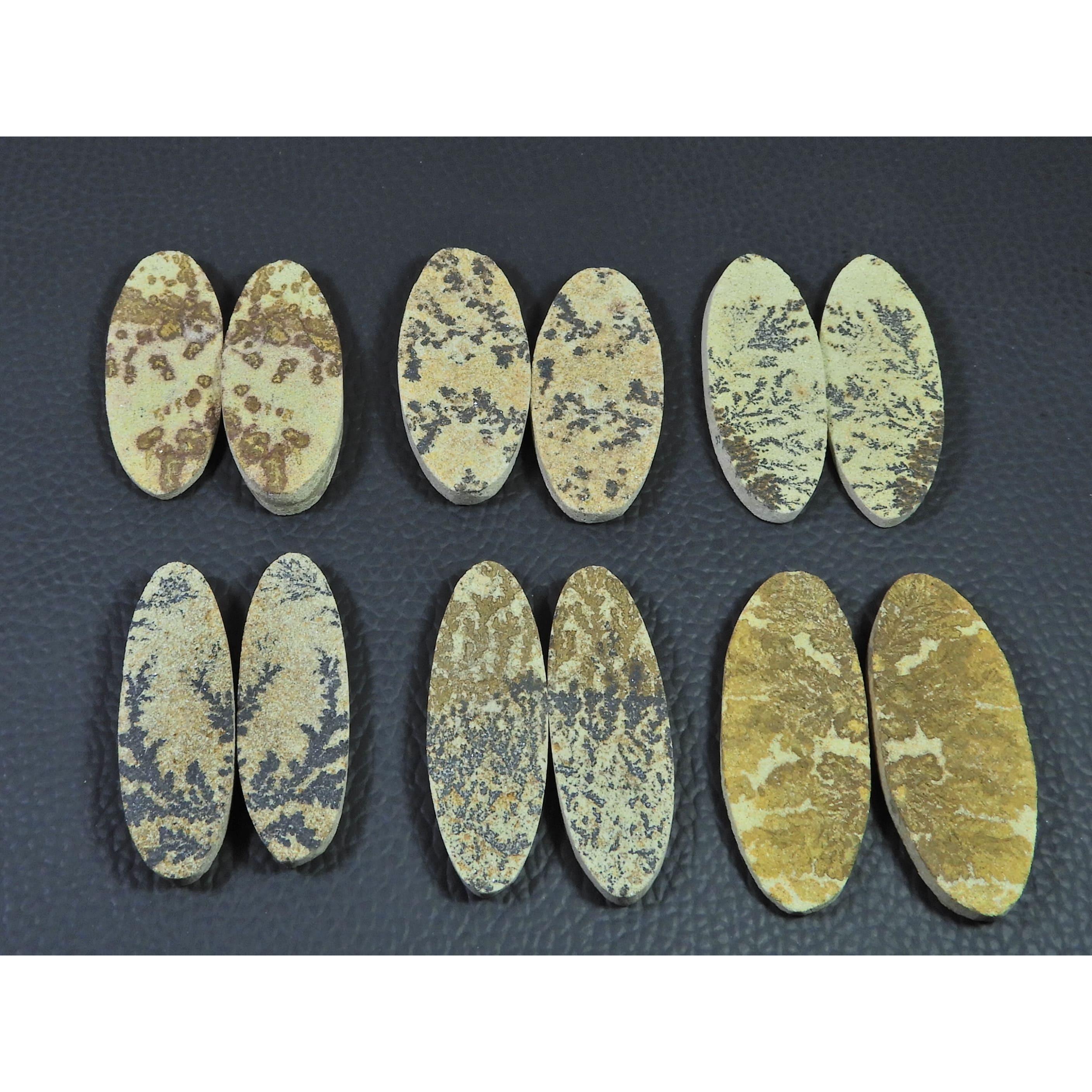 Natural Psilomelane Germane Dendrite Matched Pair Loose Gemstone 06Pair Lot C-2170
