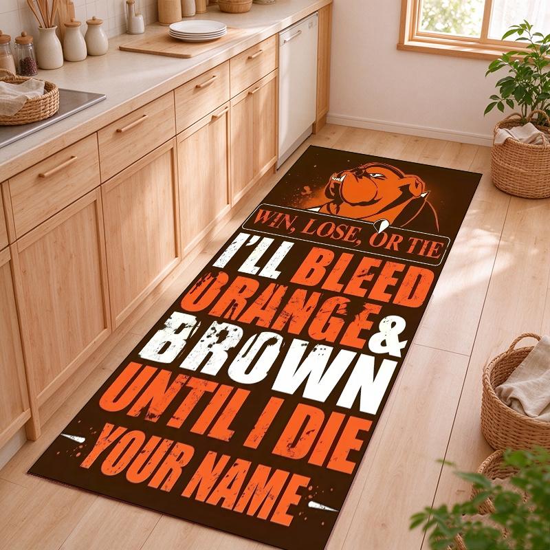 Cleveland Browns Customizable name kitchen floor mat easy to clean and wipe down Suitable for kitchens living rooms and entryways—a perfec