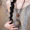 New Chinese Style Feather Leaf Pendant Necklace Vintage Sweater Chain Long Ropse Necklace  Women