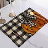 Halloween Linen Placemat Table Coffee Mat Orange Black Jack-o'-lantern Bat Plaid Pumpkin Gnome Happy Halloween Decorative