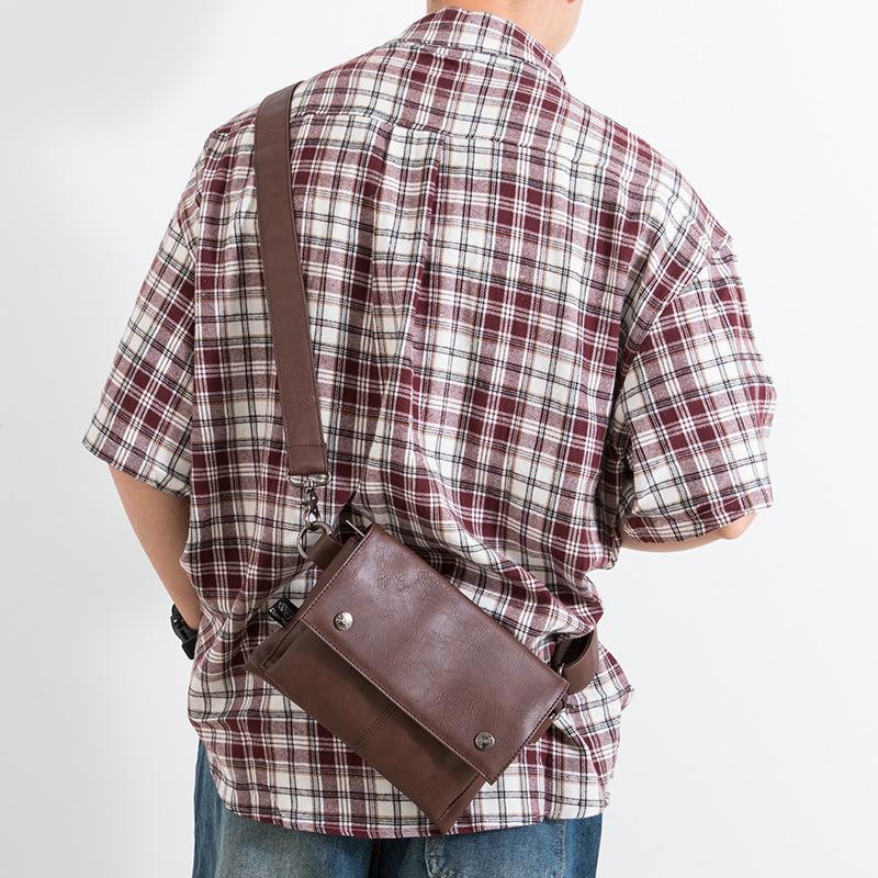 Fashionable Leather Single-shoulder Bag Lightweight Men's Small Shoulder Bag Casual Mobile Phone Bag Crossbody Bag