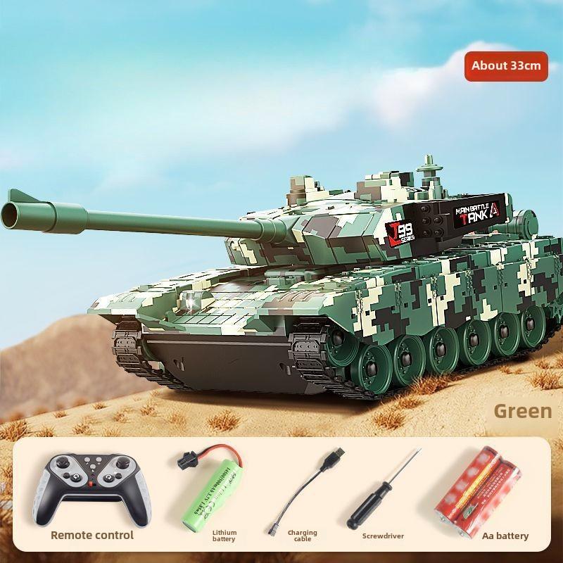 

2024 Новый 11-канальный гусеничный танк с дистанционным управлением, большая зарядка, звук и свет, 99A, имитация бронированной модели транспортного средства, электрическая игрушка, подарок для мальчика 3 Battery зелёный