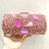 Bolso de Noche de Boda con Piedra Grande Rosa Bolso de Mano para Novia Carteras de Mano para Banquetes y Fiestas de Graduación Carteras de Cristal Carteras de Diamantes Bolsos de Mano