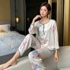 [Mengtang] Traditional Style Pajamas for Women, Spring/Summer New Ice Silk National Trend, New Chinese Sweet Homewear Set, High-End Feel