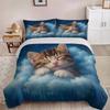 Dreamy Sleeping Kitten Bedding Set, Starry Cloud Duvet Cover Set, Cozy Home Textile, Perfect Gift for Cat Lovers