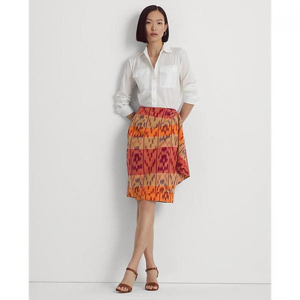 Lauren Ralph Lauren Geo Motif Cotton Linen Wrap Skirt Wmlrskts6h20163500 0