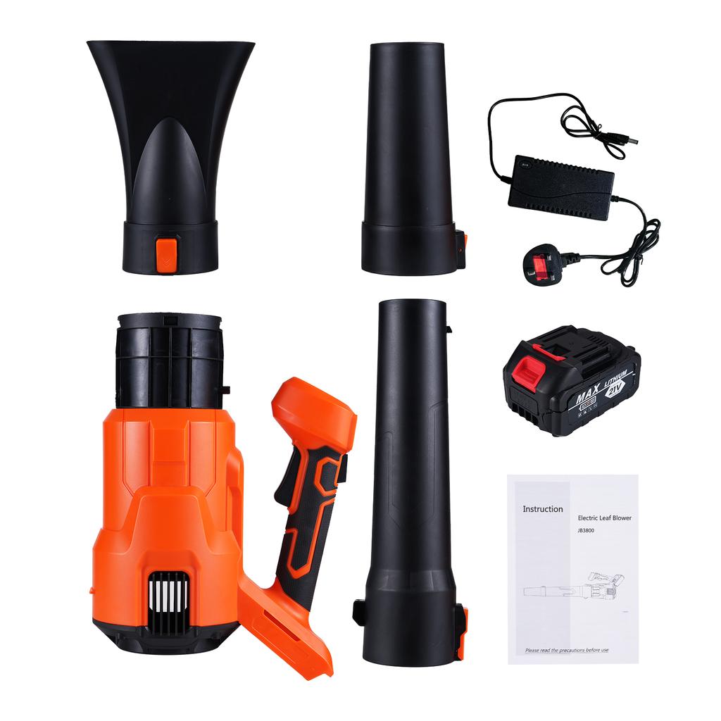 Cordless Leaf Blower 21V Electric Blower with Powerful Motor 2Pcs 3.0Ah Battery Adjustable 2 Speeds