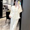 New Chinese rose embossed suspender cardigan pajamas three-piece set autumn and winter new island velvet thickened warm loungewear