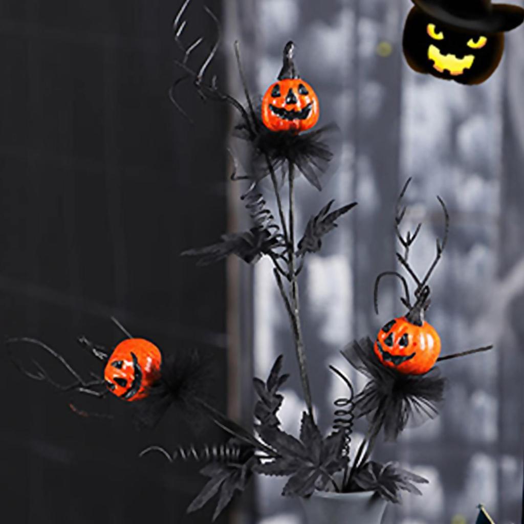 Artificial Pumpkin Maple Leaf Stem Artificial Black Flowers Pick for Home Indoor Party Vase Arrangement Decor