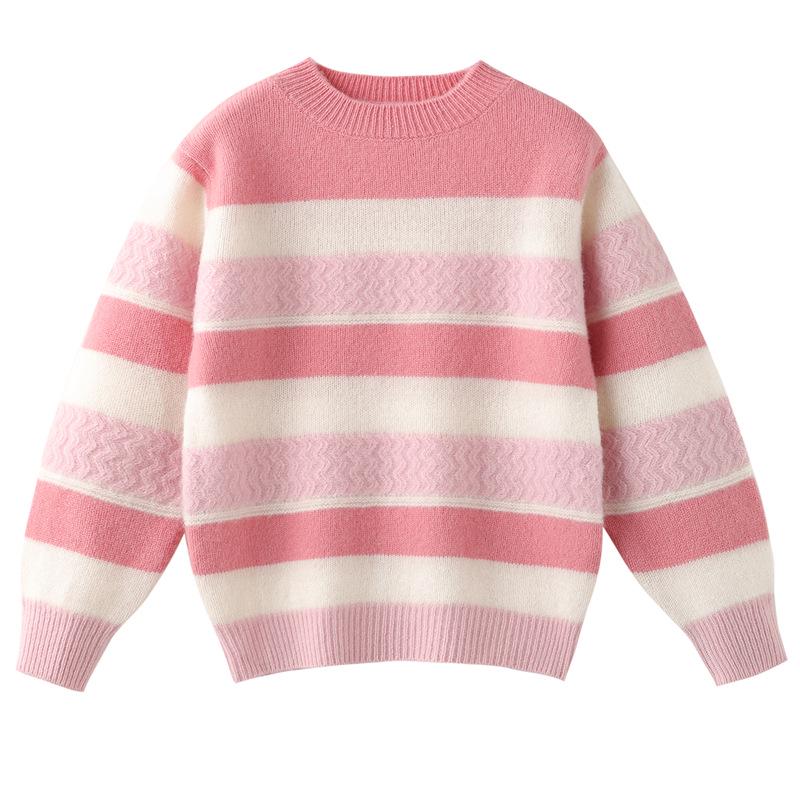 Striped Wool Sweater for Kids - Unisex Knitwear for Boys & Girls, Perfect for Autumn & Winter, Korean Style Pullover, Parent-Child Option Available