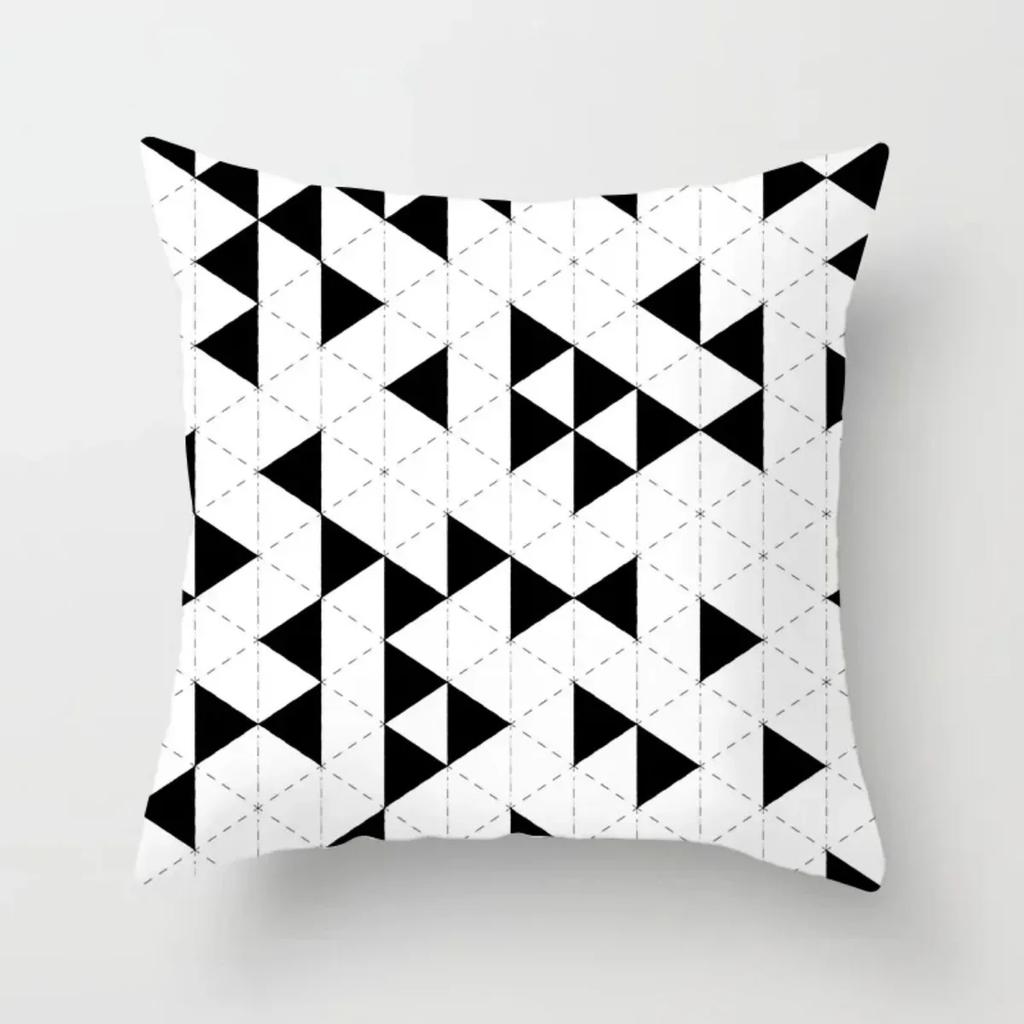 Geometrischer Kissenbezug Schwarz und Weiß Kissenbezug Gestreift Gepunktet Kissenbezug Gitter Dreieckig Geometrischer Kissenbezug