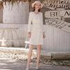 Women's White Double-Breasted Midi Dress - Round Neck, Slimming Fit, Spring/Autumn