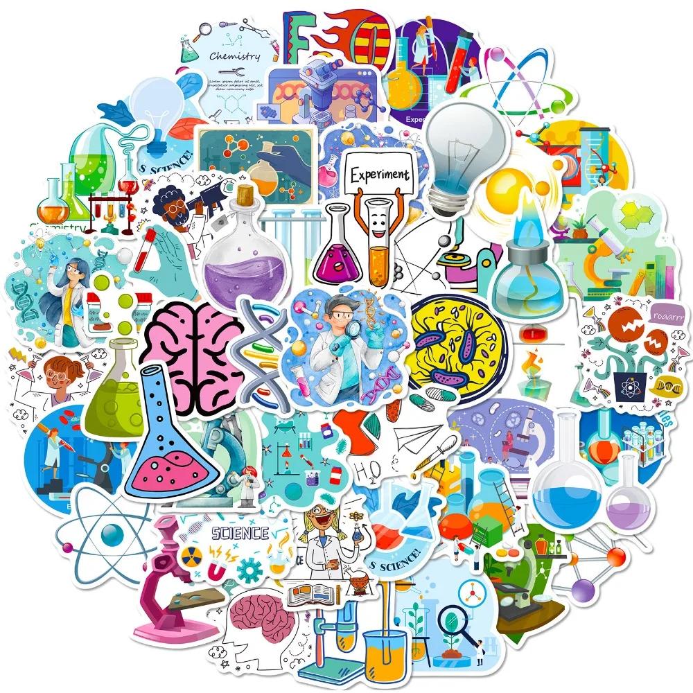 50 Adet Karikatür Bilim Laboratuvarı Çıkartması Estetik Kendin Yap Dekorasyon Dizüstü Bilgisayar Telefon Kaykay Araba Çocuk Hediyesi İçin Su Geçirmez Çıkartma